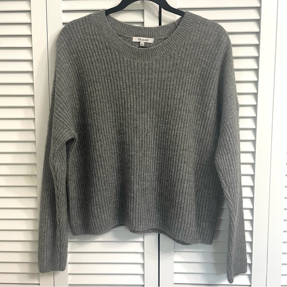 Madewell Gray Ribbed Crewneck Sweater Size Large